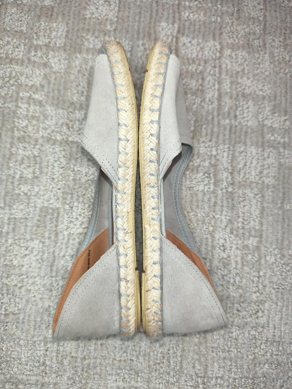Verbenas Cruz Women's Gray Suede Peep Toe Espadrille Flats Shoes MadeIn Spain 39